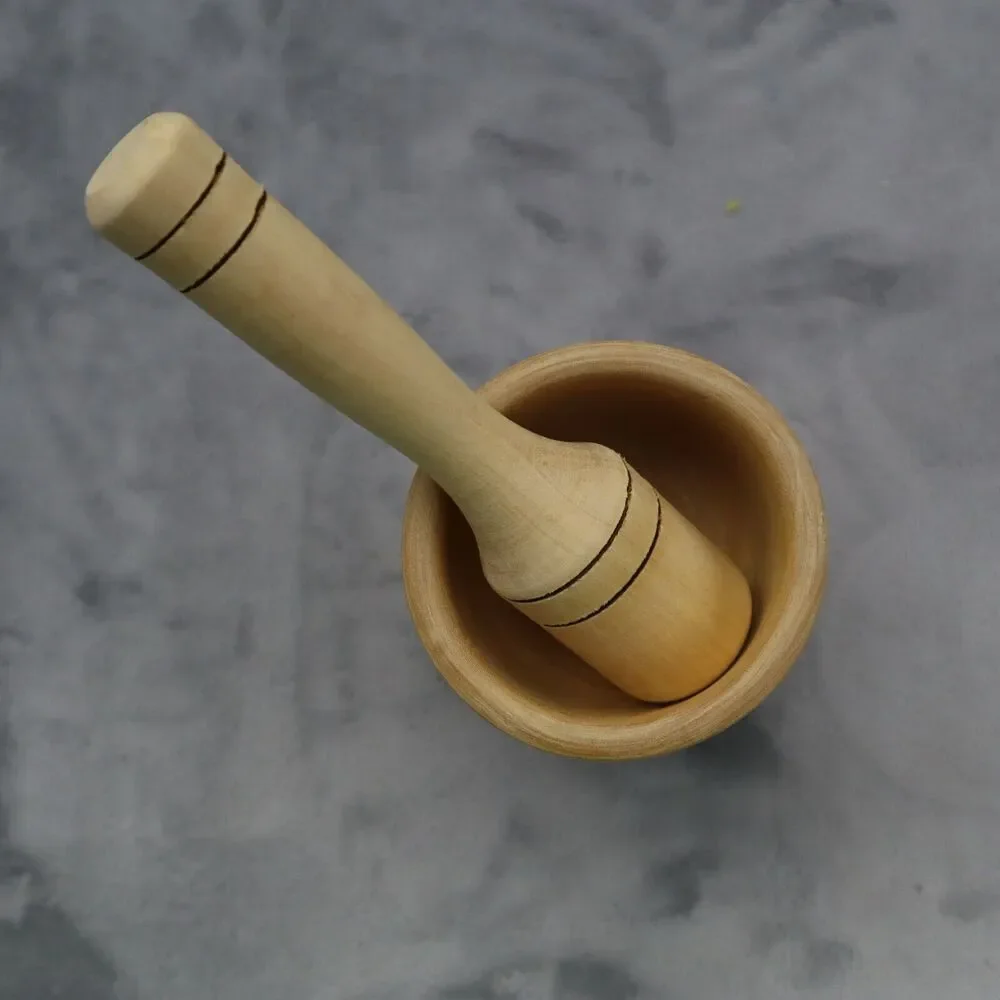 Mortar and Pestle Wooden Medium 5in Tall 3in Bowl Diameter